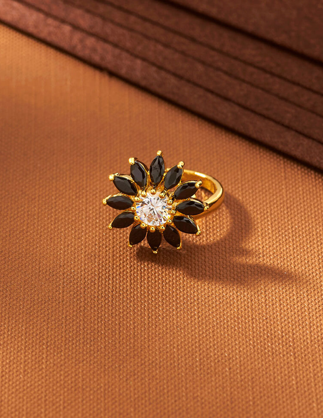 Anillo ajustable margarita negra