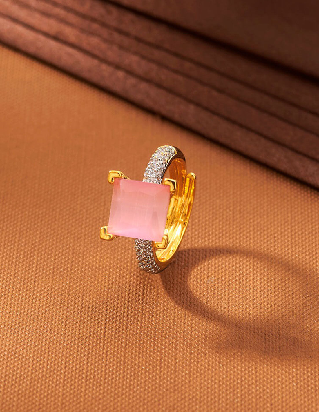 Anillo ajustable turmalina rosa y circonitas