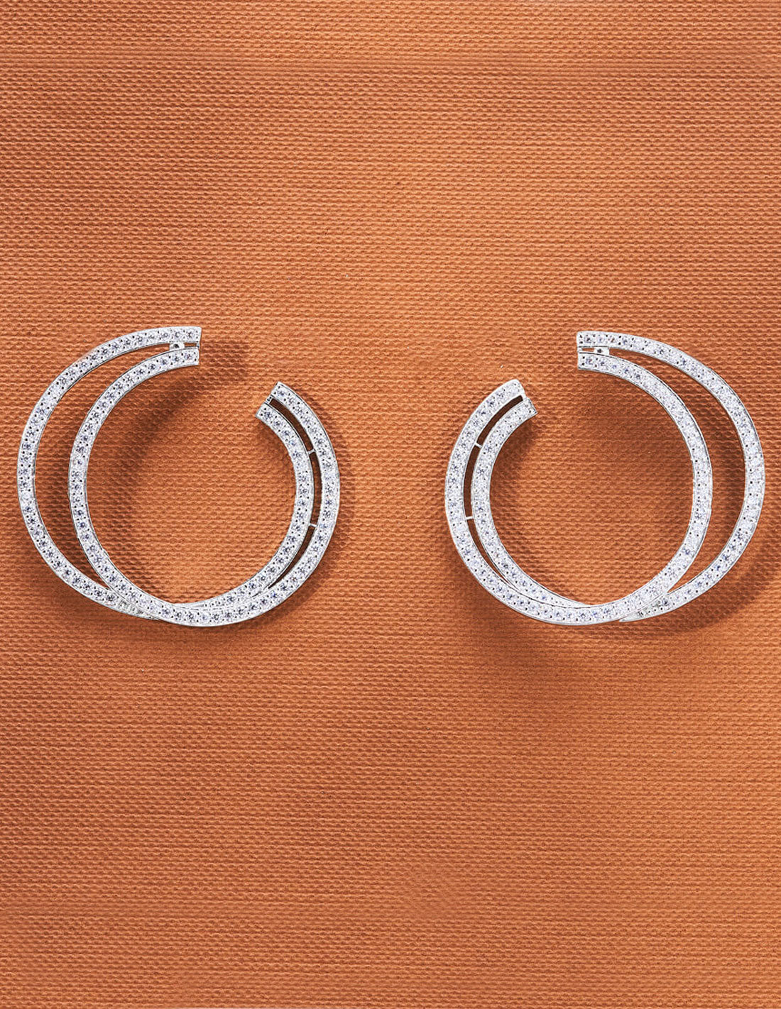 Pendientes Luna de circonita plata