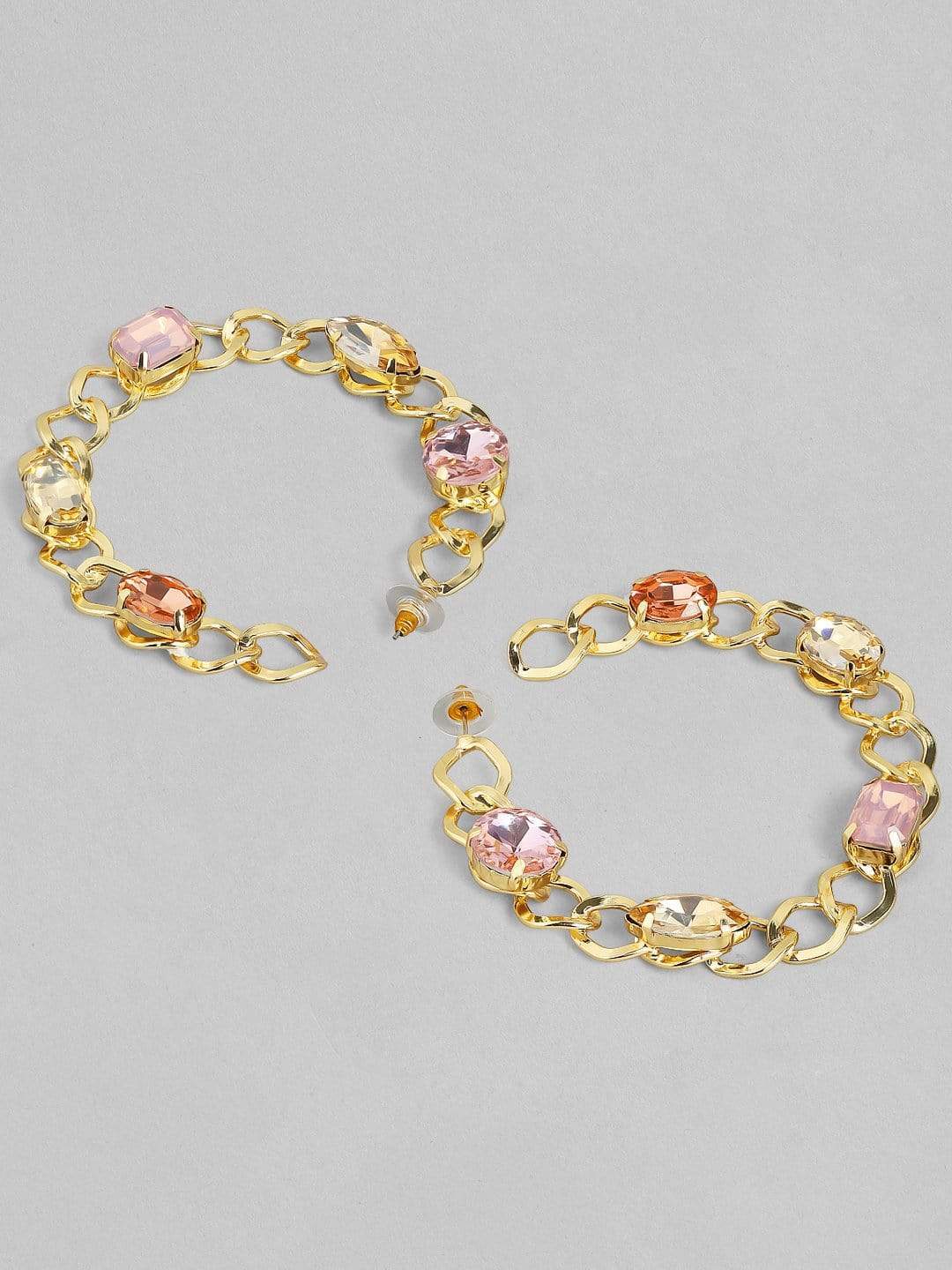 Pendientes - Aros de fiesta bañados en oro de 18k con cristales de colores