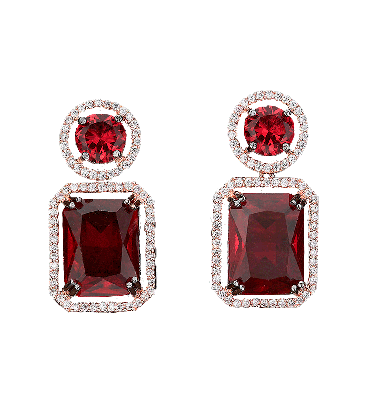 Pendientes de fiesta de piedras semipreciosas y circonitas