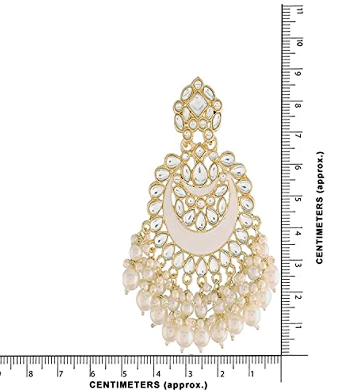 Pendientes largos con perlas y cristales - blanco
