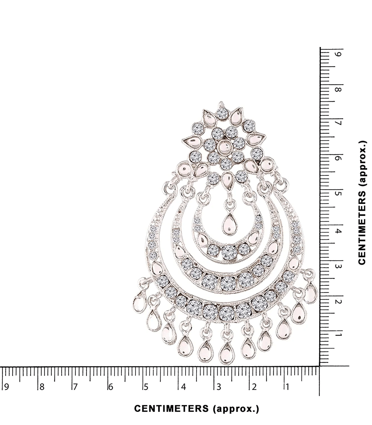 Pendientes largos con cristales blancos - plata