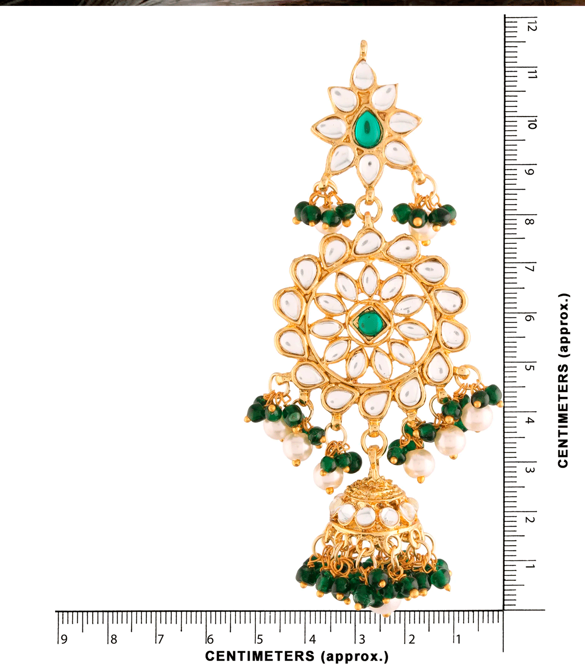 Maxi pendientes de fiesta con cristales y piedras kundan verdes