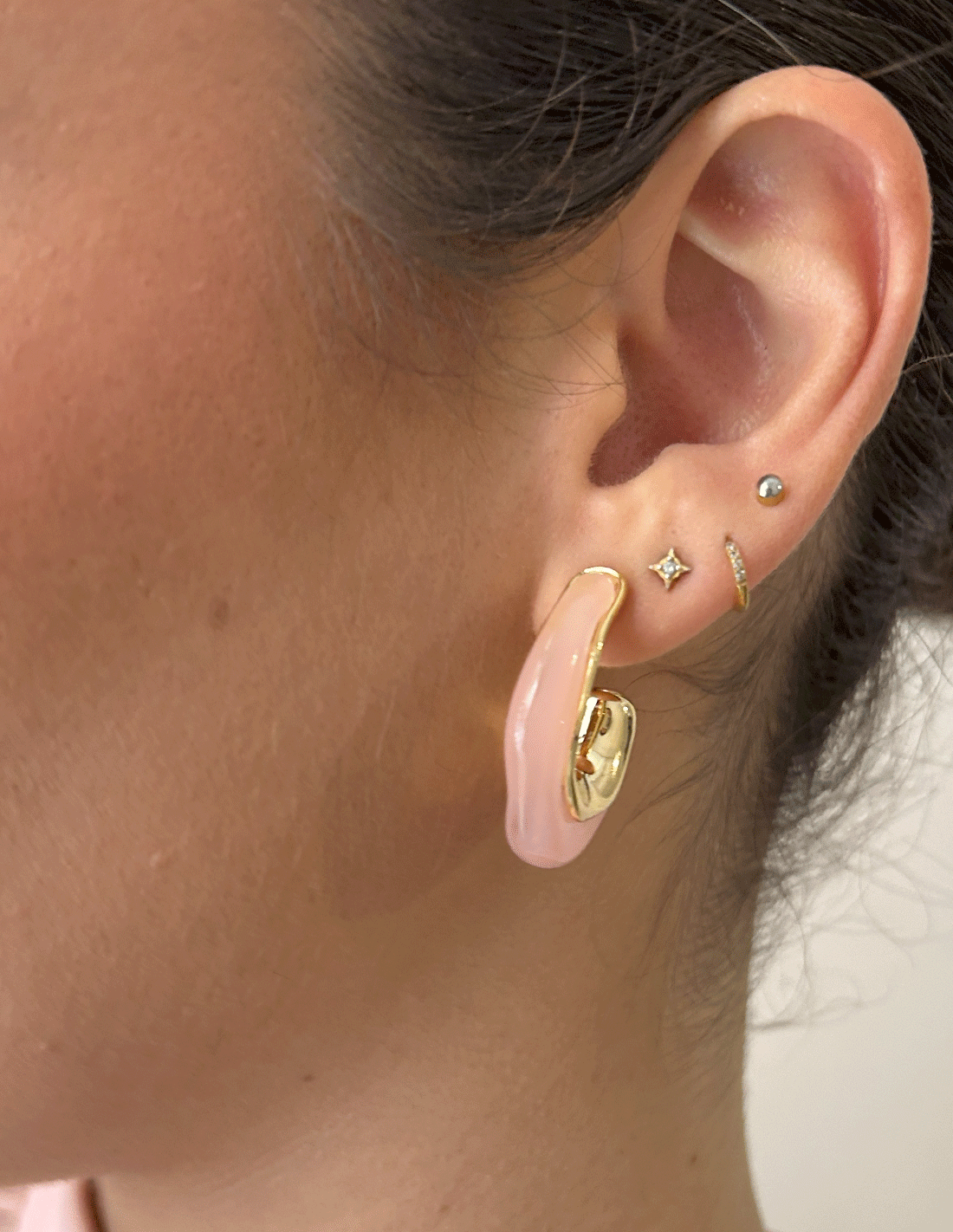 Pendientes de aro reversible con perlas