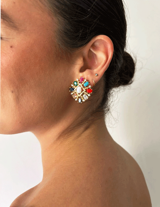 Pendientes multicolor con piedras semipreciosas