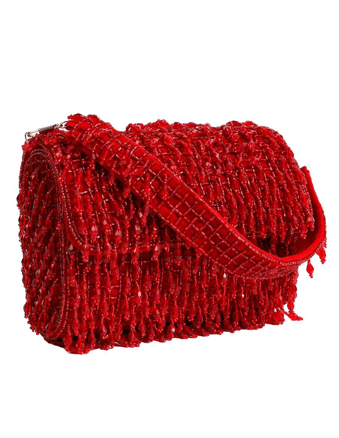 Bolso de fiesta con solapa de pedrería en rojo