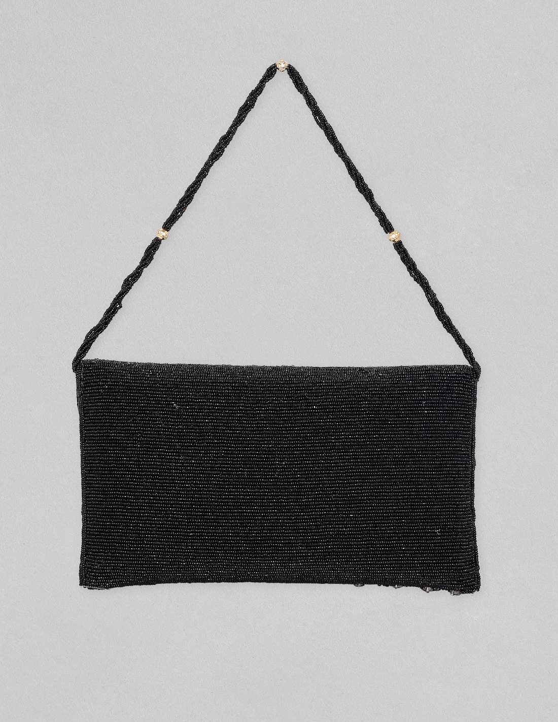 Bolso de pedrería negro de cristal - realizado a mano