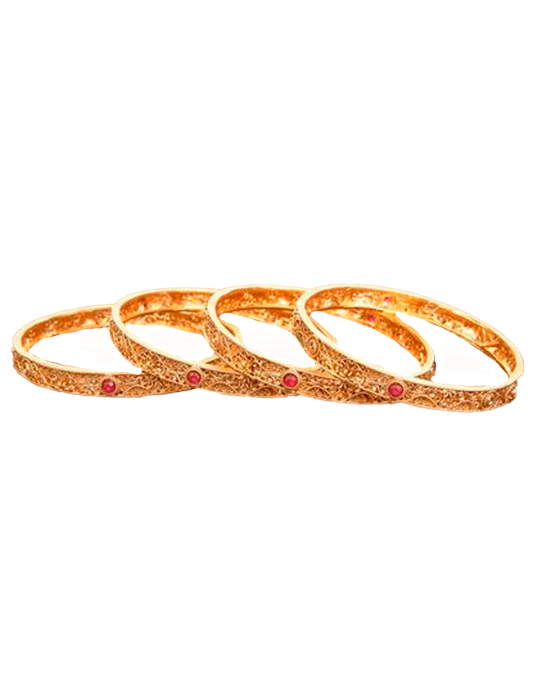 brazalete rígido dorado - con rubíes