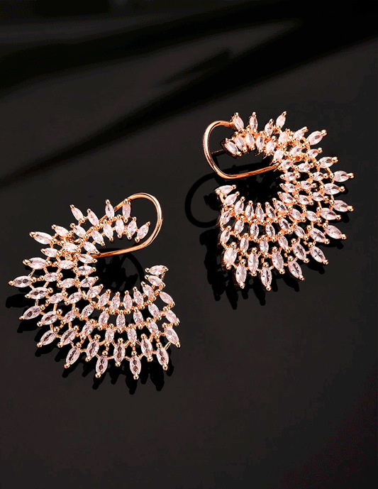 Pendientes artesanales con circonitas y baño en oro rosa