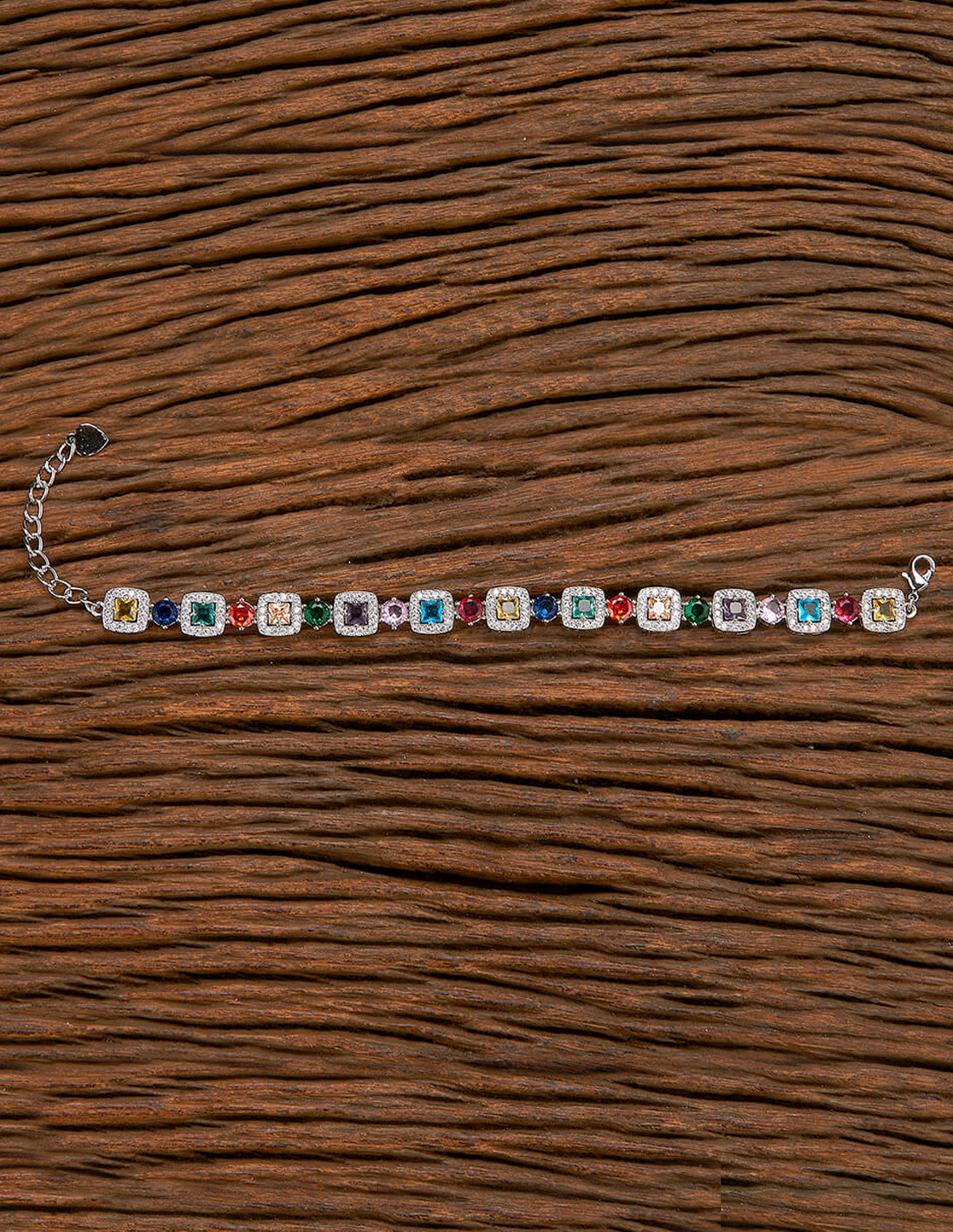 Pulsera plata con piedras semi preciosas