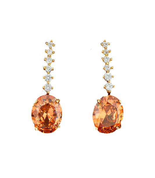 Pendientes de fiesta cortos con circonitas y piedra semi-preciosa