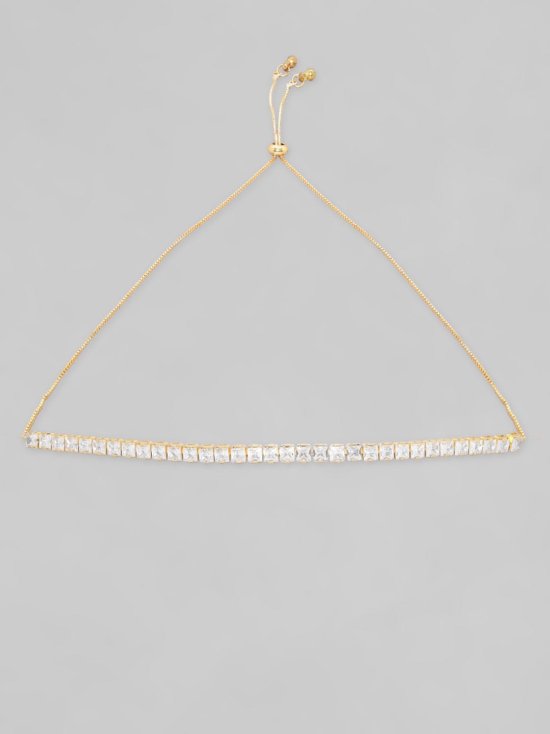 Choker de circonitas blancas y baño de oro de 18k -  ajustable